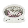 Image 7 : Italian 14k White Gold Pink Sapphire & Diamond Wavy Design Wide Cigar Band Ring