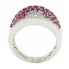 Image 8 : Italian 14k White Gold Pink Sapphire & Diamond Wavy Design Wide Cigar Band Ring