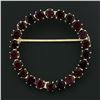 Image 2 : Vintage Retro 14k Yellow Gold 3.3 ctw Round Prong Set Garnet Wreath Circle Brooc