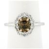 Image 1 : NEW 18k & 14k Gold GIA Fancy Dark Yellow Brown Solitaire w/ Diamond Halo Ring