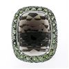 Image 3 : 18K White Gold 37.60 ctw Large Faceted Smokey Topaz Solitaire & Peridot Halo Rin