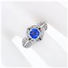 Image 3 : 18k White Gold Brilliant Tanzanite Solitaire w/ Diamond Halo Star Flower Ring