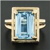 Image 2 : Vintage 14k Gold 4.72 ctw Emerald Cut Aquamarine w/ Textured Frame Solitaire Rin