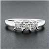 Image 2 : 14k White Gold 0.22 ctw Round Prong Diamond Squared Setting 3 Stone Promise Ring