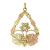 Image 1 : Black Hills 10k Multi Tone Gold Round Diamond Cut Textured Grape Leaf Pendant