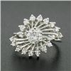 Image 7 : Vintage 14k White Gold 0.80 ctw Round Diamond Solitaire Spray Swirl Cocktail Rin