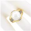 Image 3 : 14K Yellow Gold Large 12.58mm South Sea Pearl Ring w/ Baguette & Round Diamonds