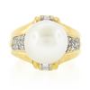 Image 4 : 14K Yellow Gold Large 12.58mm South Sea Pearl Ring w/ Baguette & Round Diamonds