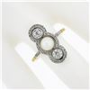 Image 3 : Antique Edwardian 14K Gold & Platinum European Diamond & 5.9mm Pearl Dinner Ring
