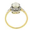 Image 8 : Antique Edwardian 14K Gold & Platinum European Diamond & 5.9mm Pearl Dinner Ring
