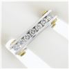 Image 3 : 14k TT Gold 0.60 ctw Round Channel Diamond Matte Squared Screw Double Band Ring