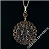 Image 3 : Antique Victorian 10k Gold Rose Cut Red Garnet Milgrain Flower Pendant Necklace
