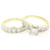 Image 1 : 18K TT Gold 2.21 ctw EGL Cert. Princess Cut Diamond Engagement & Wedding Ring Se