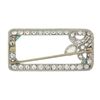 Image 4 : Antique Art Deco Platinum Old Cut Diamond w/ Emeralds Open Geometric Brooch Pin