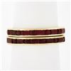 Image 1 : Pair of 18k Gold Channel GIA Vivid Red Burma Ruby Eternity Stack Band Guard Ring
