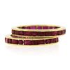 Image 5 : Pair of 18k Gold Channel GIA Vivid Red Burma Ruby Eternity Stack Band Guard Ring