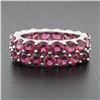 Image 2 : 14K White Gold Round Brilliant Red Stone Dual Row Eternity Wide Band Ring Sz 6