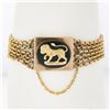 Image 2 : Antique Victorian 10k Gold 6 Strand Gate Link w/ Bloodstone & Gold Lion Bracelet