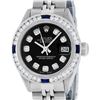 Image 1 : Rolex Ladies Stainless Steel Black Diamond And Channel Set Sapphire Wristwatch
