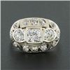 Image 2 : Antique Edwardian 14k TT Gold 1.56 ctw European Diamond Wide Domed Cocktail Ring