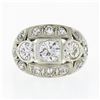 Image 4 : Antique Edwardian 14k TT Gold 1.56 ctw European Diamond Wide Domed Cocktail Ring