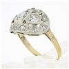 Image 9 : Antique Edwardian 14k TT Gold 1.56 ctw European Diamond Wide Domed Cocktail Ring