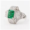 Image 2 : 2.55 ctw Emerald and 2.40 ctw Diamond Platinum Ring