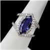 Image 2 : 4.03 ctw Tanzanite and 0.87 ctw Diamond 18K White Gold Ring