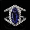 Image 3 : 4.03 ctw Tanzanite and 0.87 ctw Diamond 18K White Gold Ring