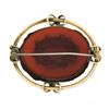 Image 3 : Antique 10k Gold Micro Mosaic Grape Scene Carnelian & Tube Frame Oval Pin Brooch