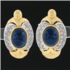 Image 2 : Large 18k Gold 18+ct GIA Oval Cabochon Sapphire Diamond Statement Cuff Earrings