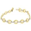 Image 1 : NEW 7" 14K Yellow Gold Buckle & Pave Round Diamond White Gold Bar Link Bracelet
