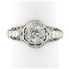 Image 1 : Antique Art Deco 18k Gold GIA 0.94 ctw European Diamond Filigree Engagement Ring