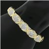 Image 2 : Estate 14k Yellow Gold 2.65 ctw Round Pave Diamond Figure X Hinged Bangle Bracel