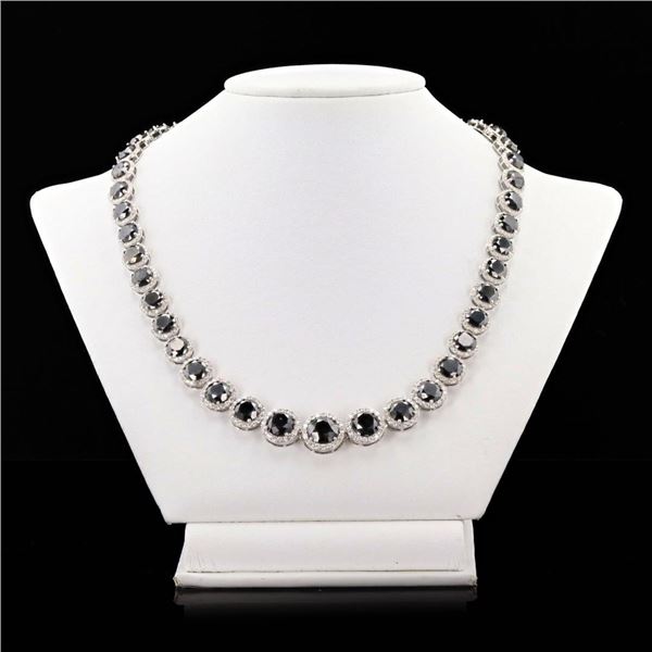 66.73 ctw Fancy Black Diamond and 7.78 ctw Diamond 14K White Gold Necklace