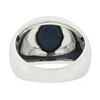 Image 7 : Men's 14K White Gold Oval Cabochon Bezel Set Lindy Star Sapphire Brushed Ring