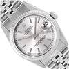 Image 1 : Rolex Ladies Stainless Steel Midsize 31MM Silver Index 18K Gold Fluted Bezel Dat
