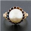 Image 2 : Antique Victorian 18k Yellow Gold GIA 9.46mm Pearl w/ Floral Side Solitaire Ring