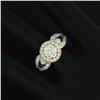 Image 8 : NEW 14k White & Yellow Gold Milgrain 0.75 ctw Pave Set Round Diamond Cluster Rin
