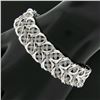 Image 1 : Italian 14K White Gold 7.5" Mesh Tube & Polished Unique Link Wide Strap Bracelet
