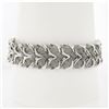 Image 2 : Italian 14K White Gold 7.5" Mesh Tube & Polished Unique Link Wide Strap Bracelet