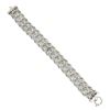 Image 4 : Italian 14K White Gold 7.5" Mesh Tube & Polished Unique Link Wide Strap Bracelet