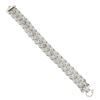 Image 6 : Italian 14K White Gold 7.5" Mesh Tube & Polished Unique Link Wide Strap Bracelet