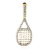 Image 1 : Vintage 14k Yellow Gold 1.50 ctw Pave Diamond Sapphire Large Tennis Racket Penda