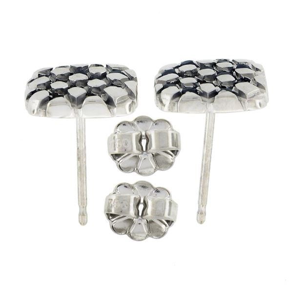 18k White Gold 0.36 ctw Mosaic Prong Set Sapphire Cushion Shape Stud Earrings
