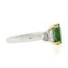 Image 6 : NEW Platinum & 14k Gold 4.39 ctw GIA Cushion Tsavorite & Emerald Cut Diamond Rin