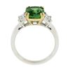 Image 9 : NEW Platinum & 14k Gold 4.39 ctw GIA Cushion Tsavorite & Emerald Cut Diamond Rin