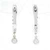 Image 3 : NEW 14k White Gold 1.02 ctw Prong Sapphire Bezel Diamond Dangle Drop Hoop Earrin