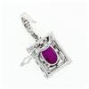 Image 5 : Vintage 18k White Gold 3.34 ctw GIA Oval Ruby Solitaire Diamond Enhancer Pendant
