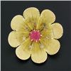 Image 4 : Antique Victorian 14k Gold GIA Lab Grown Old Round Ruby Flower Star Pin Brooch